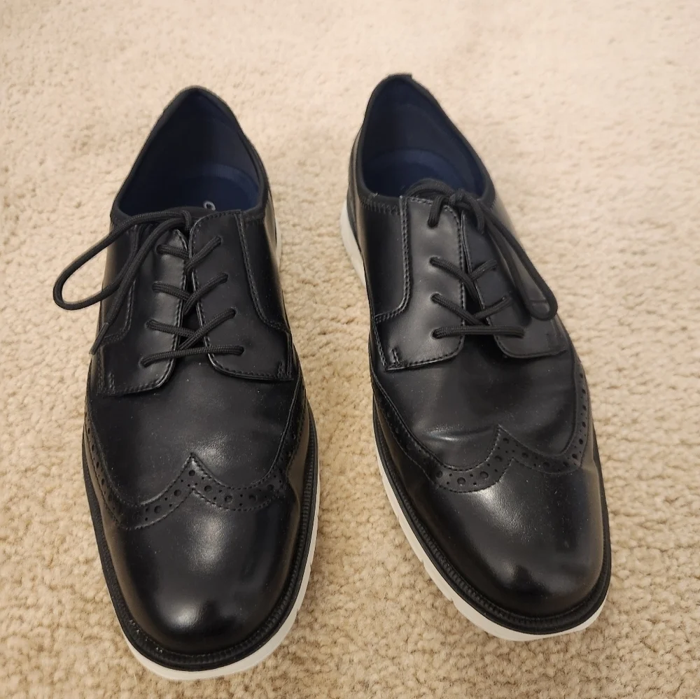 Cestfini Black Casual Dress Shoes Men Size 12 Laced‎ Oxford Faux Leather